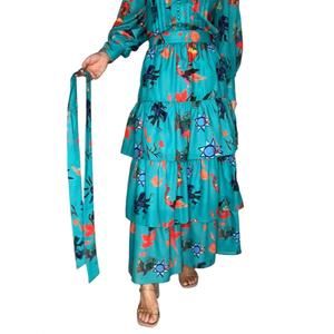 NEW BEULAHSTYLE mayan ruffle maxi skirt in teal